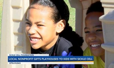 Local organizations gifts children with sickle cell playhouses for Christmas