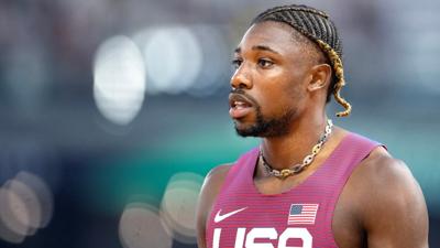 BUDAPEST, HUNGARY: August 19: Noah Lyles of the United States prepares for the start of the Men's 100m heat two during the World Athletics Championships at the National Athletics Centre on August 19th, 2023, in Budapest, Hungary. (Photo by Tim Clayton...